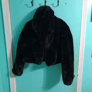 Black fur cropped jacket